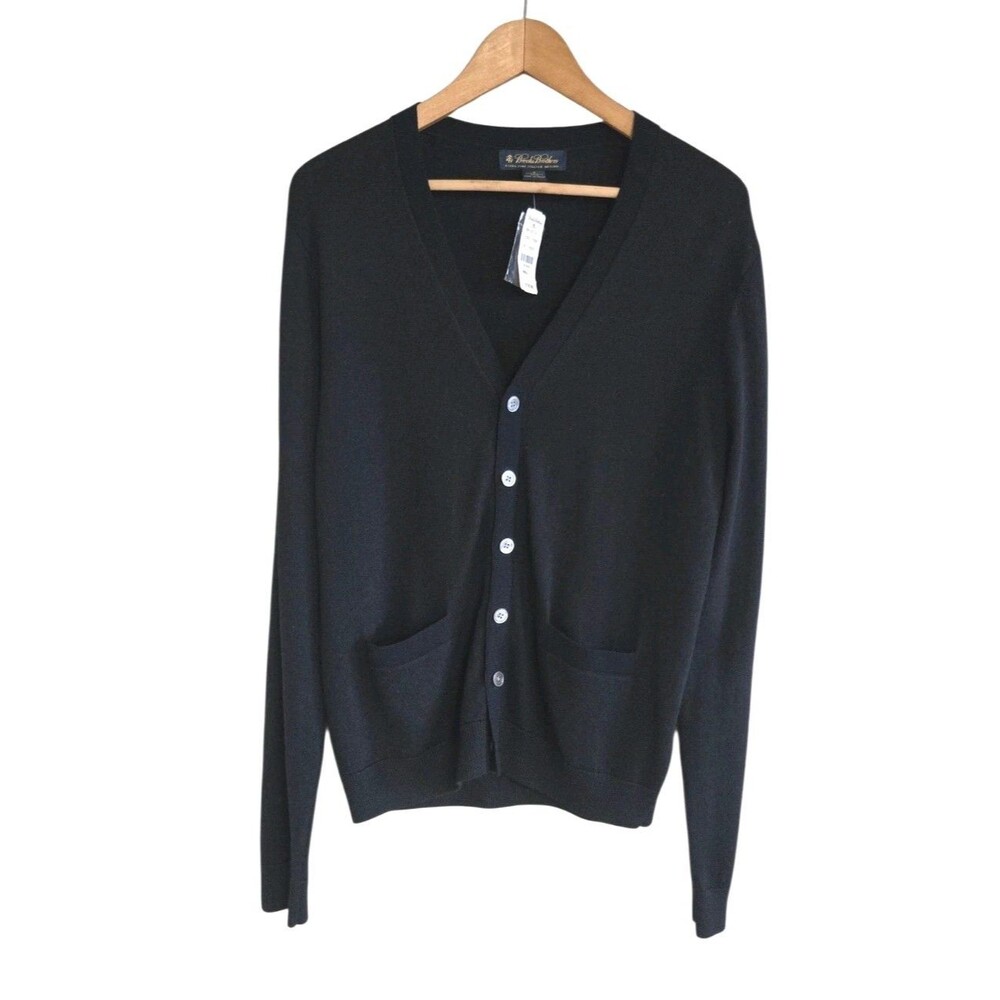 NWT Brooks Brothers Merino Wool Cardigan Navy Blue Academia Old Money  Small